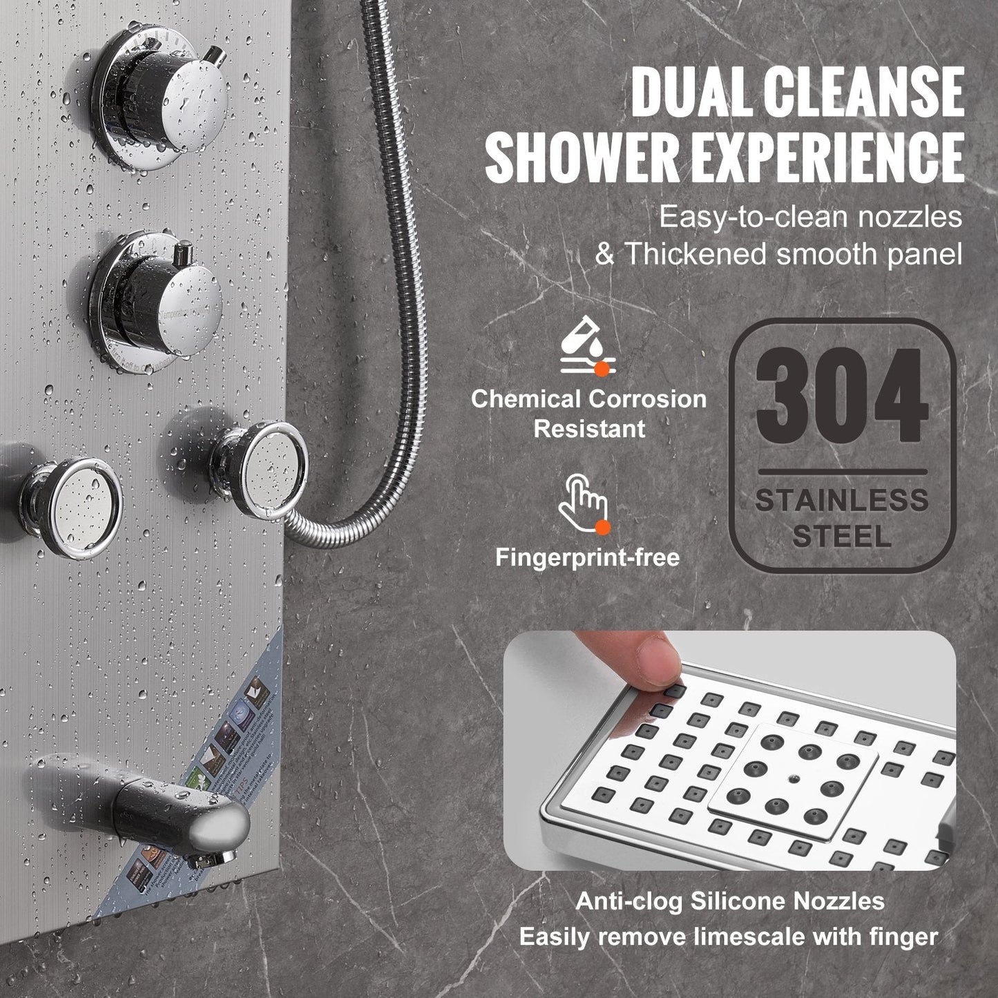 Luxury Stainless Steel Shower Panel with LED, 6 Modes, and Hydroelectric Screen