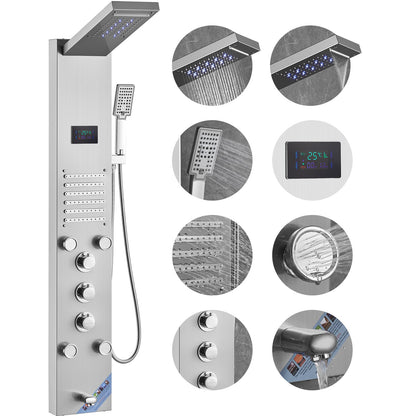 VEVOR Shower Panel System, 6 Shower Modes, LED & Screen Hydroelectricity Shower