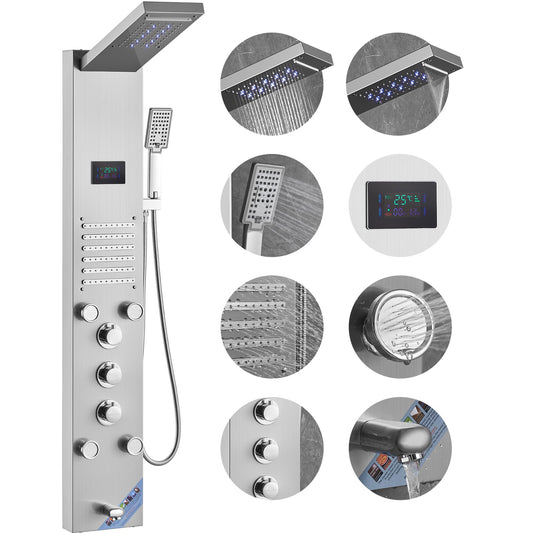 VEVOR Shower Panel System, 6 Shower Modes, LED & Screen Hydroelectricity Shower