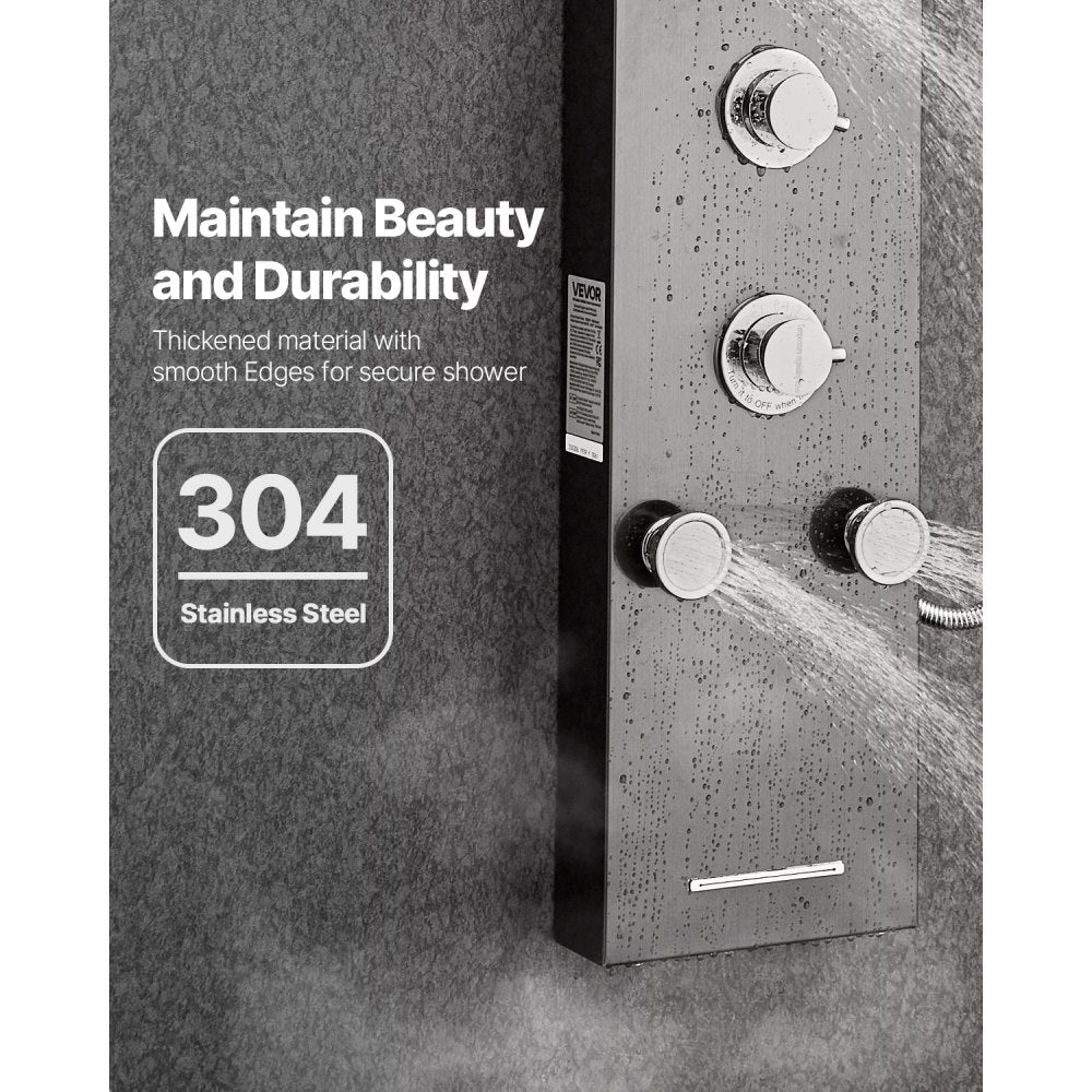VEVOR Shower Panel Tower System Stainless Steel Column Rainfall Head Massage Jet