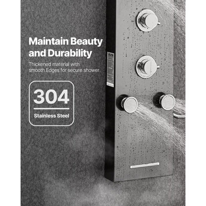 VEVOR Shower Panel Tower System Stainless Steel Column Rainfall Head Massage Jet