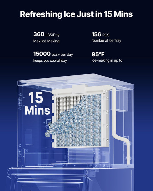 Commercial Ice Maker Machine, 163 KG/24H Ice-Making Machine with 113 KG Large Storage Bin, Auto Self-Cleaning Ice Maker with Touchscreen for Bar Cafe Restaurant Business Commercial