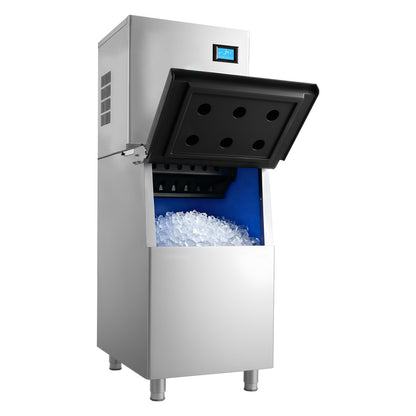 Commercial Ice Maker Machine, 163 KG/24H Ice-Making Machine with 113 KG Large Storage Bin, Auto Self-Cleaning Ice Maker with Touchscreen for Bar Cafe Restaurant Business Commercial