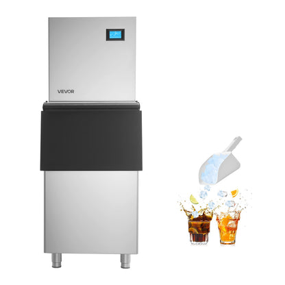Commercial Ice Maker Machine, 163 KG/24H Ice-Making Machine with 113 KG Large Storage Bin, Auto Self-Cleaning Ice Maker with Touchscreen for Bar Cafe Restaurant Business Commercial