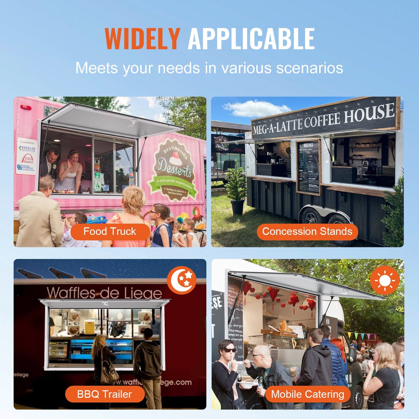 VEVOR Concession Window 91x91cm, Aluminum Alloy Food Truck Service Window with Awning