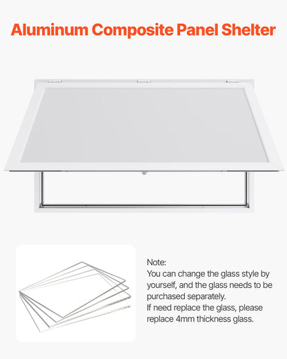 Concession Window 152x92 cm, Aluminum Alloy Frame Service Window for Food Truck, Up to 85 Degrees Stand Serving Window with Awning Door and Drag Hook, Rainwater Resistant for Concession Trailer