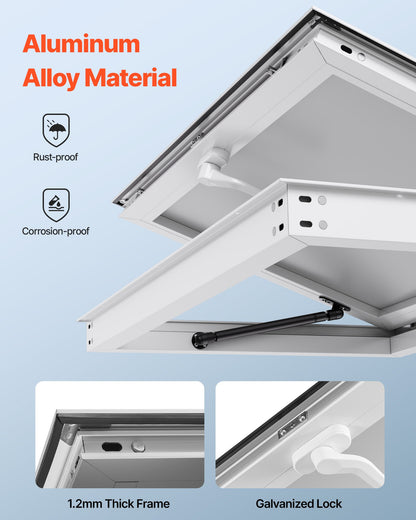 Concession Window 152x92 cm, Aluminum Alloy Frame Service Window for Food Truck, Up to 85 Degrees Stand Serving Window with Awning Door and Drag Hook, Rainwater Resistant for Concession Trailer