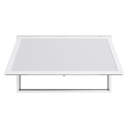 Concession Window 152x92 cm, Aluminum Alloy Frame Service Window for Food Truck, Up to 85 Degrees Stand Serving Window with Awning Door and Drag Hook, Rainwater Resistant for Concession Trailer