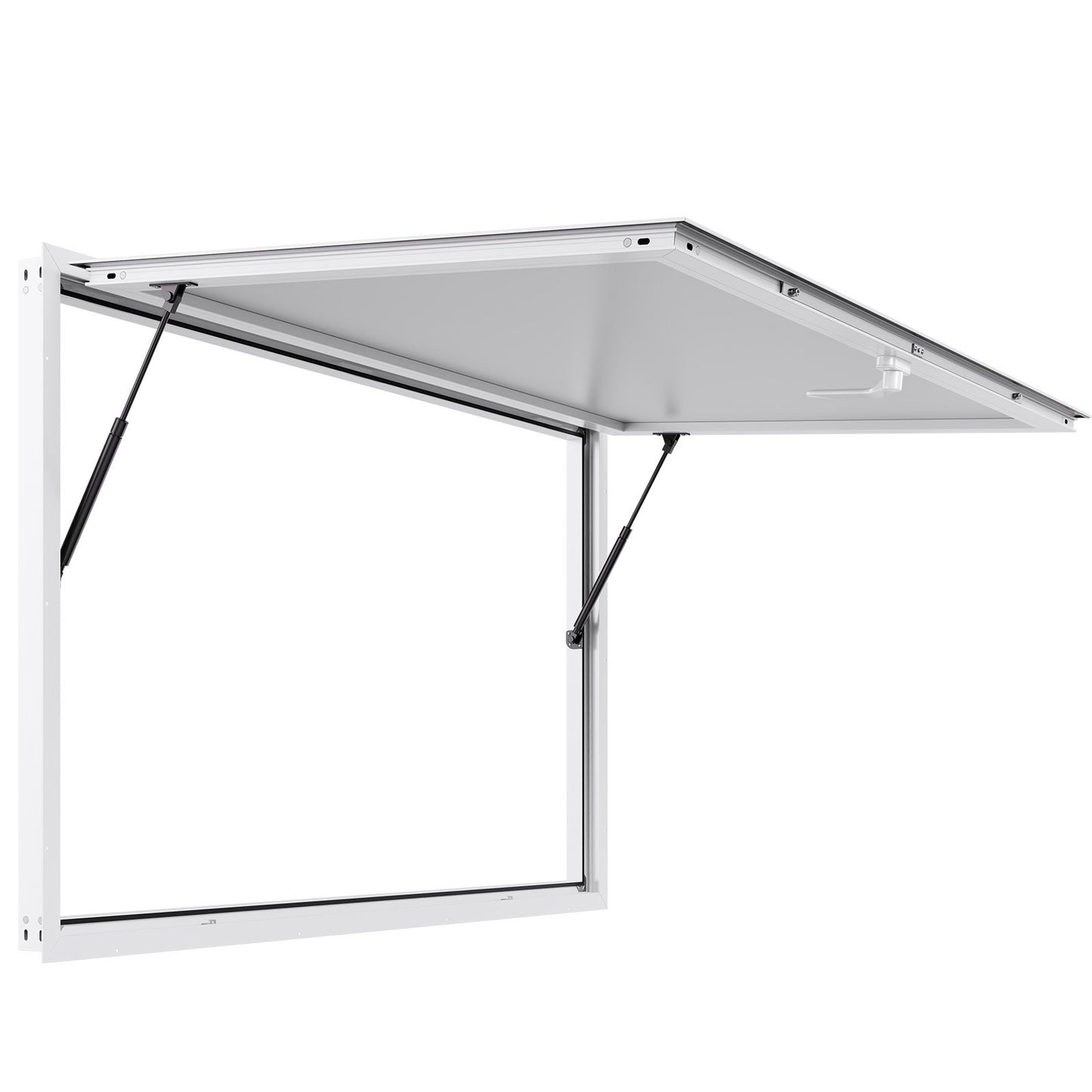 Concession Window 152x92 cm, Aluminum Alloy Frame Service Window for Food Truck, Up to 85 Degrees Stand Serving Window with Awning Door and Drag Hook, Rainwater Resistant for Concession Trailer