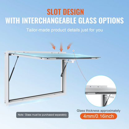 Aluminum Alloy Concession Window with Awning for Food Trucks, 1.5m x 0.9m