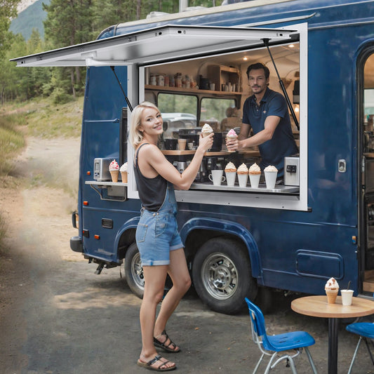 VEVOR Concession Window 60"x36", Aluminum Alloy Food Truck Service Window with Awning