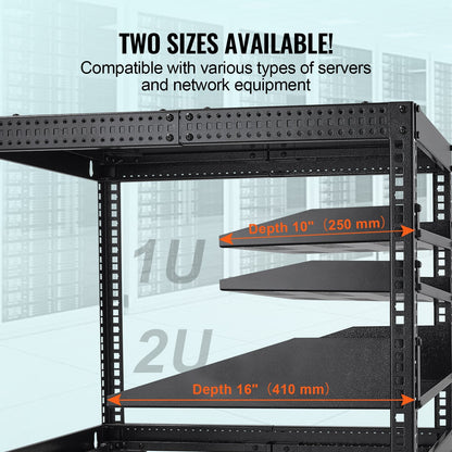 Pair of 1U Vented Server Rack Shelves, 0.25m Depth, 22.68kg Load Capacity