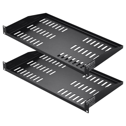 Pair of 1U Vented Server Rack Shelves, 0.25m Depth, 22.68kg Load Capacity