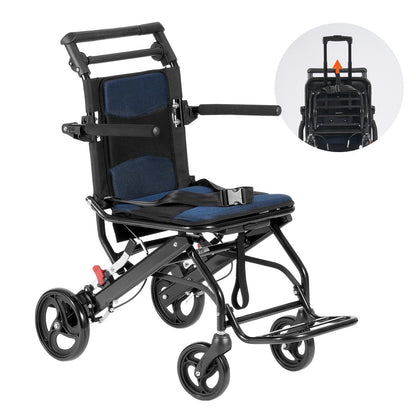 Lightweight Foldable Aluminum Transport Chair, 0.4m Wide Seat, 100kg Capacity