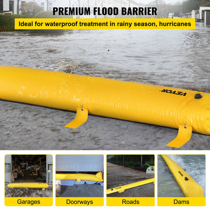 VEVOR Flood Barrier, 24 ft Length x 6 in Height Sandbag Alternative, Water Barrier