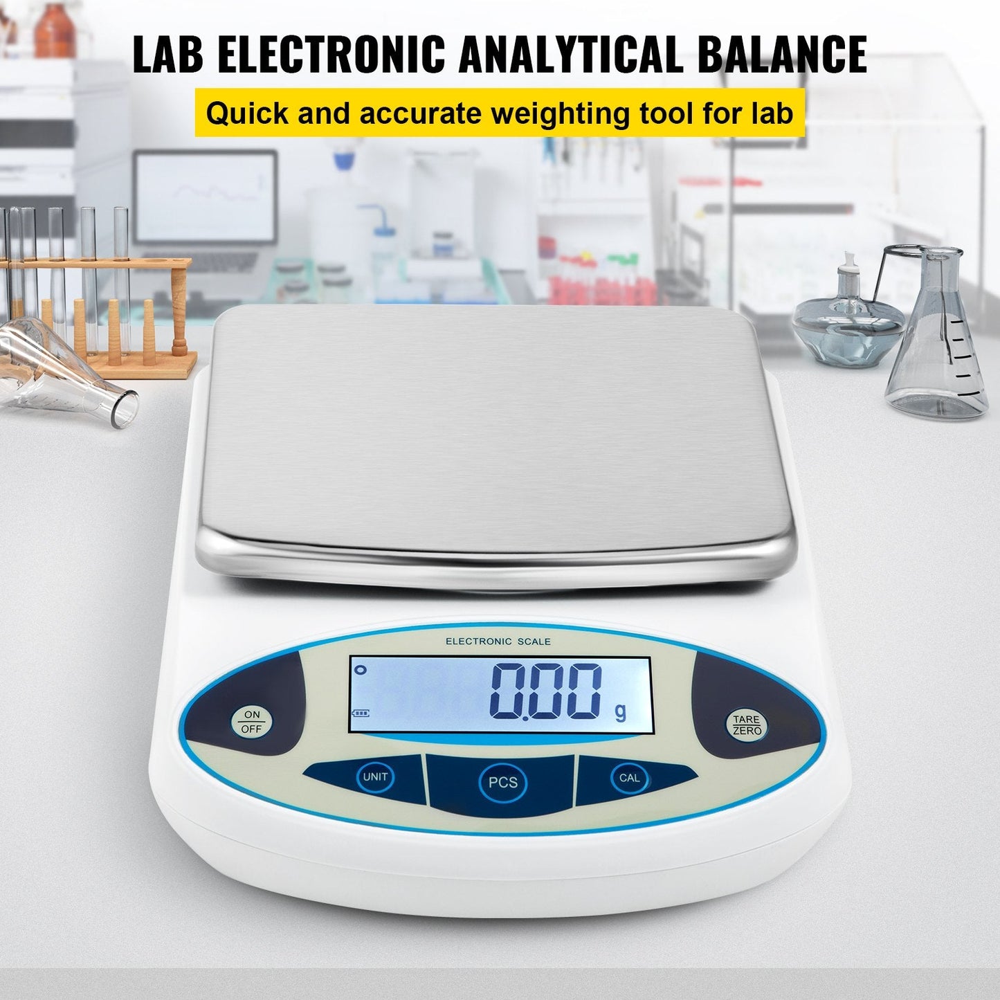 Digital Precision Lab Scale 5000g x 0.01g with LCD Display and Multiple Functions