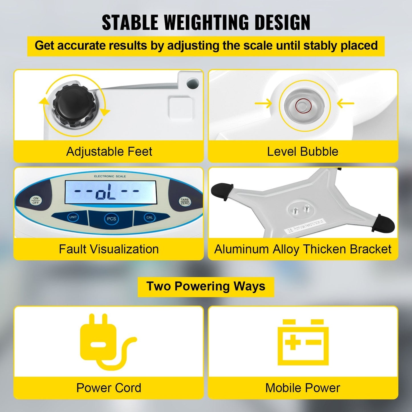 Digital Precision Lab Scale 5000g x 0.01g with LCD Display and Multiple Functions