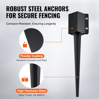 VEVOR Fence Post Anchor Ground Spike 8 Pack 24 x 4 x 4 In Metal Fence Stakes