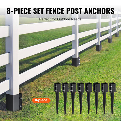 VEVOR Fence Post Anchor Ground Spike 8 Pack 24 x 4 x 4 In Metal Fence Stakes