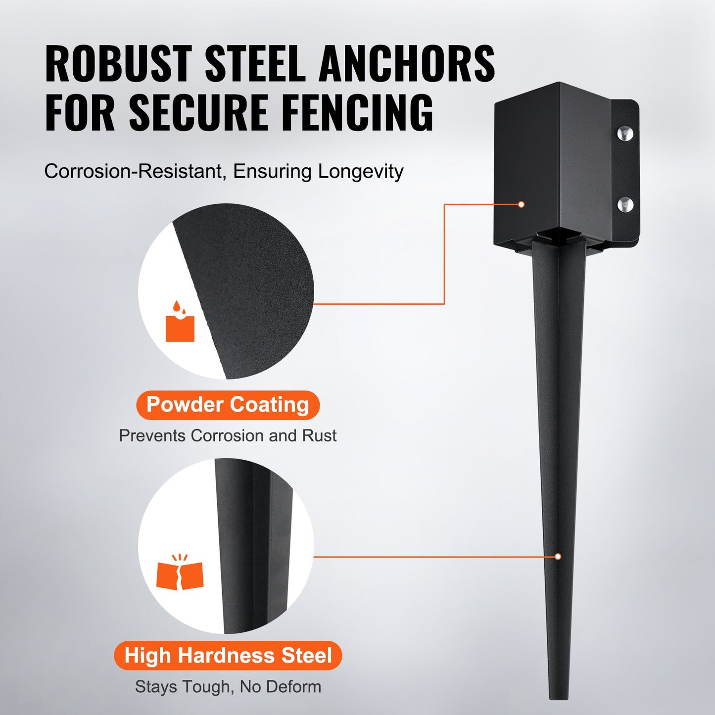 VEVOR Fence Post Anchor Ground Spike 4 Pack 24 x 4 x 4 In Metal Fence Stakes