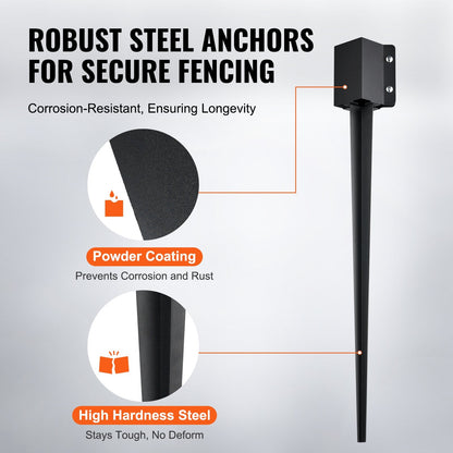 Metal Fence Post Anchor Ground Spikes, 8 Pack, 0.9 x 0.1 x 0.1 m, Easy Install