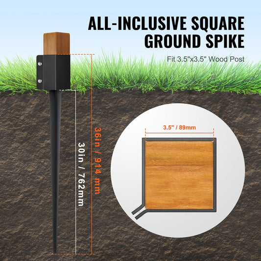 Metal Fence Post Anchor Ground Spikes, 8 Pack, 0.9 x 0.1 x 0.1 m, Easy Install