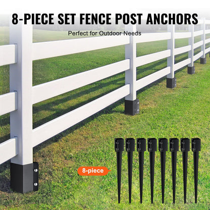 Metal Fence Post Anchor Ground Spikes, 8 Pack, 0.9 x 0.1 x 0.1 m, Easy Install
