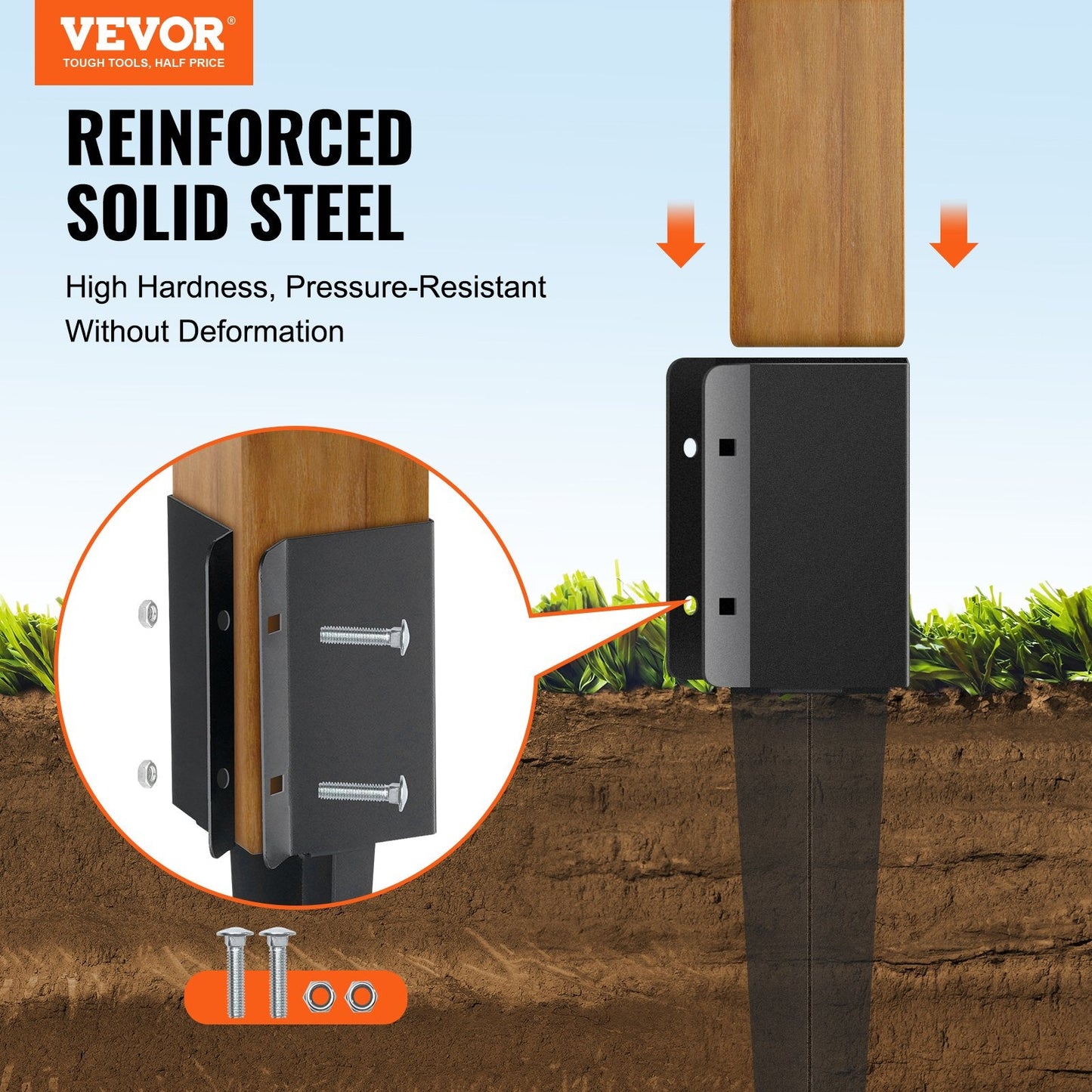 Metal Fence Post Anchors, 4-Pack, 0.91m x 0.1m, Easy Install, Versatile Use