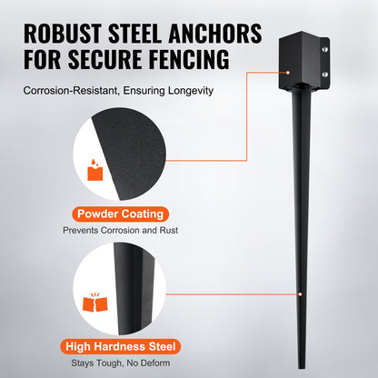 VEVOR Fence Post Anchor Ground Spike 4 Pack 36 x 4 x 4 In Metal Fence Stakes