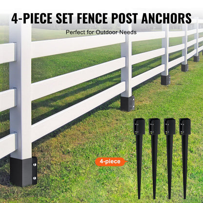 Metal Fence Post Anchors, 4-Pack, 0.91m x 0.1m, Easy Install, Versatile Use