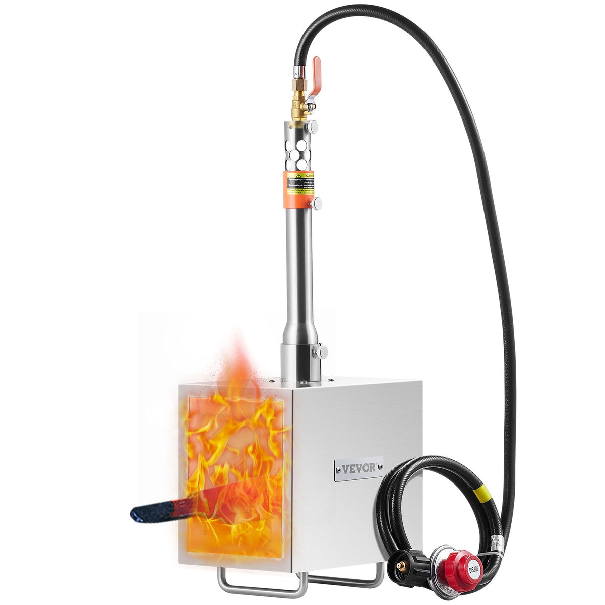 Portable Propane Forge, 1 Burner, 2600℉ Tool and Knife Making Blacksmithing Farrier Forge, Large Capacity Square Shape, Stainless Steel Gas Forging Tools and Equipment, Use for Metal Forging