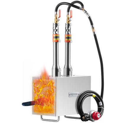 Portable 2-Burner Propane Forge for Metalwork, 1427℃, Stainless Steel Design
