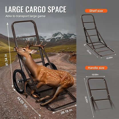 Folding Game Hauler Utility Cart, 136 kg Capacity, Easy Fold & High Stability