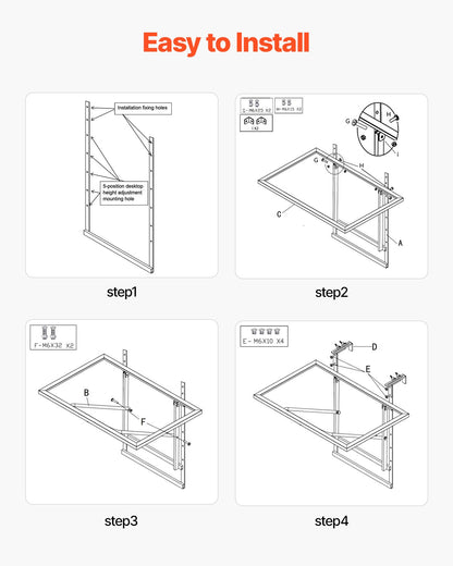 VEVOR Balcony Hanging Table 19 x 24 in Metal Patio Railing Table Adjustable