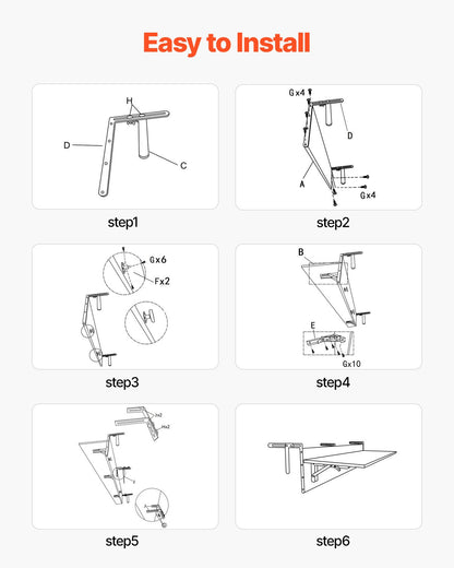 VEVOR Balcony Hanging Table 12 x 48 in Patio Railing Bar Table Foldable