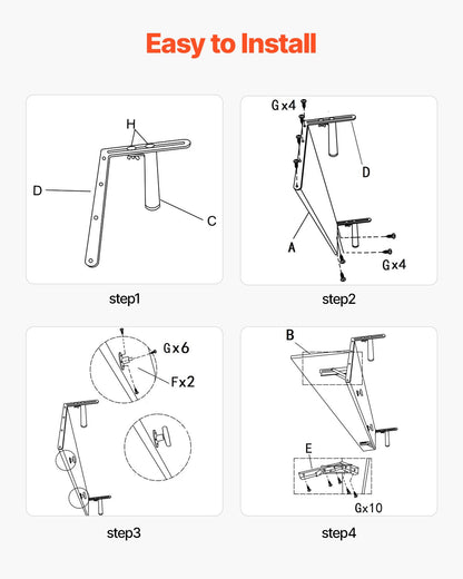 VEVOR Balcony Hanging Table 12 x 32 in Patio Railing Bar Table Foldable
