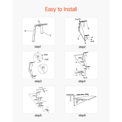 Balcony Hanging Table 12 x 48 in Patio Railing Bar Table Foldable