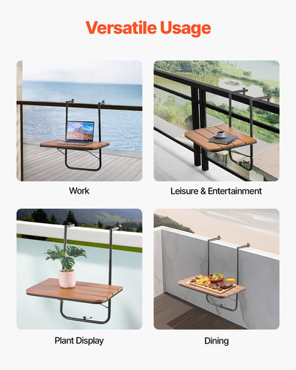 VEVOR Balcony Hanging Table 25 x 24 in Patio Railing Bar Table Adjusable