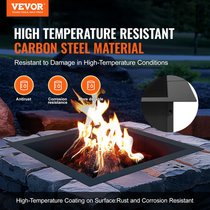 VEVOR Fire Pit Ring Square 36x36 in Outer Steel Liner DIY Campfire Ring Firepit