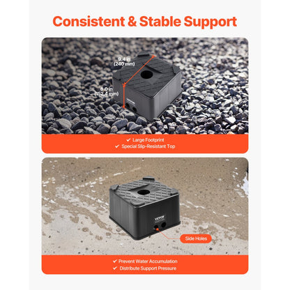 Trailer Jack Block, 6" High Heavy Duty RV Leveling Block with 6000 lbs Capacity, RV Jack Stand, Motorcycle Stand, Stool,