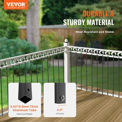 VEVOR Staircase Metal Balusters, 44'' x 0.5'' Square Aluminum Alloy Decorative Banister