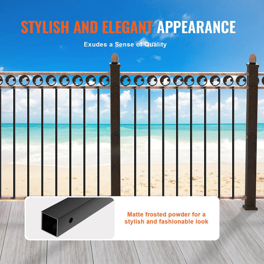 Satin Black Aluminum Banister Spindles - 1.1m x 13mm, 11 Pack with Screws