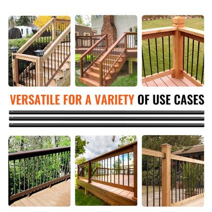 VEVOR Staircase Metal Balusters, 44'' x 0.5'' Square Aluminum Alloy Decorative Banister