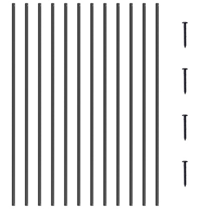 Satin Black Aluminum Banister Spindles - 1.1m x 13mm, 11 Pack with Screws