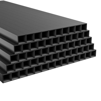 125 Pack Deck Balusters, 1.9 cm Square x 66.1 cm Long Aluminum Railing Spindles, Hollow Metal Decking Stair Balusters with Connectors, Screws, for Deck, Porch & Staircase Railing Fence, Black