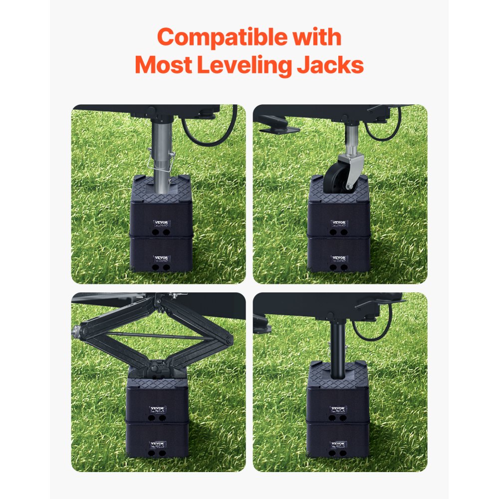Trailer Jack Blocks, 6" High Heavy Duty RV Leveling Blocks, Each with 6000 lbs Capacity, as RV Jack Stand, Stool, Camper Accessories, for Travel Trailers, 5th Wheels Class A/C Motorhomes, 2 Pcs