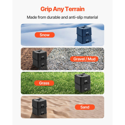 Trailer Jack Blocks, 6" High Heavy Duty RV Leveling Blocks, Each with 6000 lbs Capacity, as RV Jack Stand, Stool, Camper Accessories, for Travel Trailers, 5th Wheels Class A/C Motorhomes, 2 Pcs