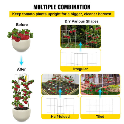 Square Plant Support Cages, 5-Pack, 30x30x117 cm, Silver, PVC-Coated Steel