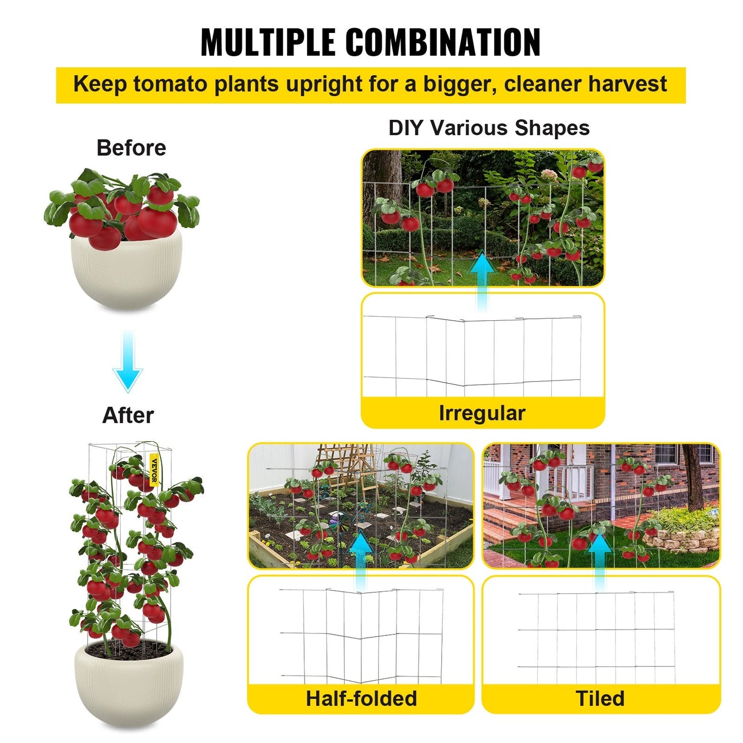 Garden Plant Support Cages, 10-Pack, Steel, 1.17 M for Climbing Plants