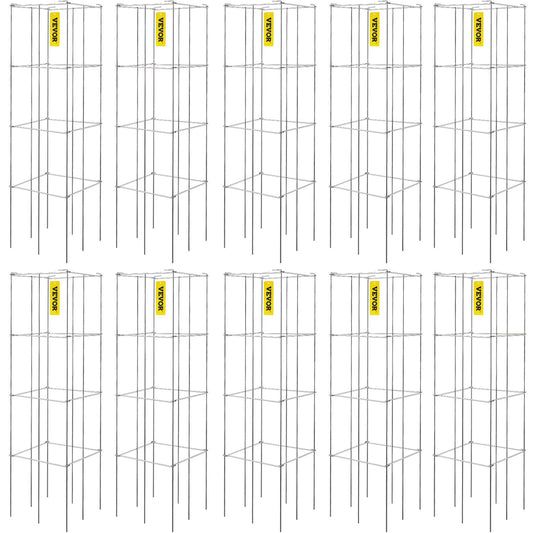 VEVOR Tomato Cages Plant Support Cages 10 Packs Square Steel 3.8 FT for Garden